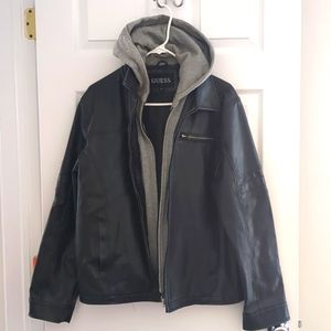 Vegan Leather Jacket with removable hoodie